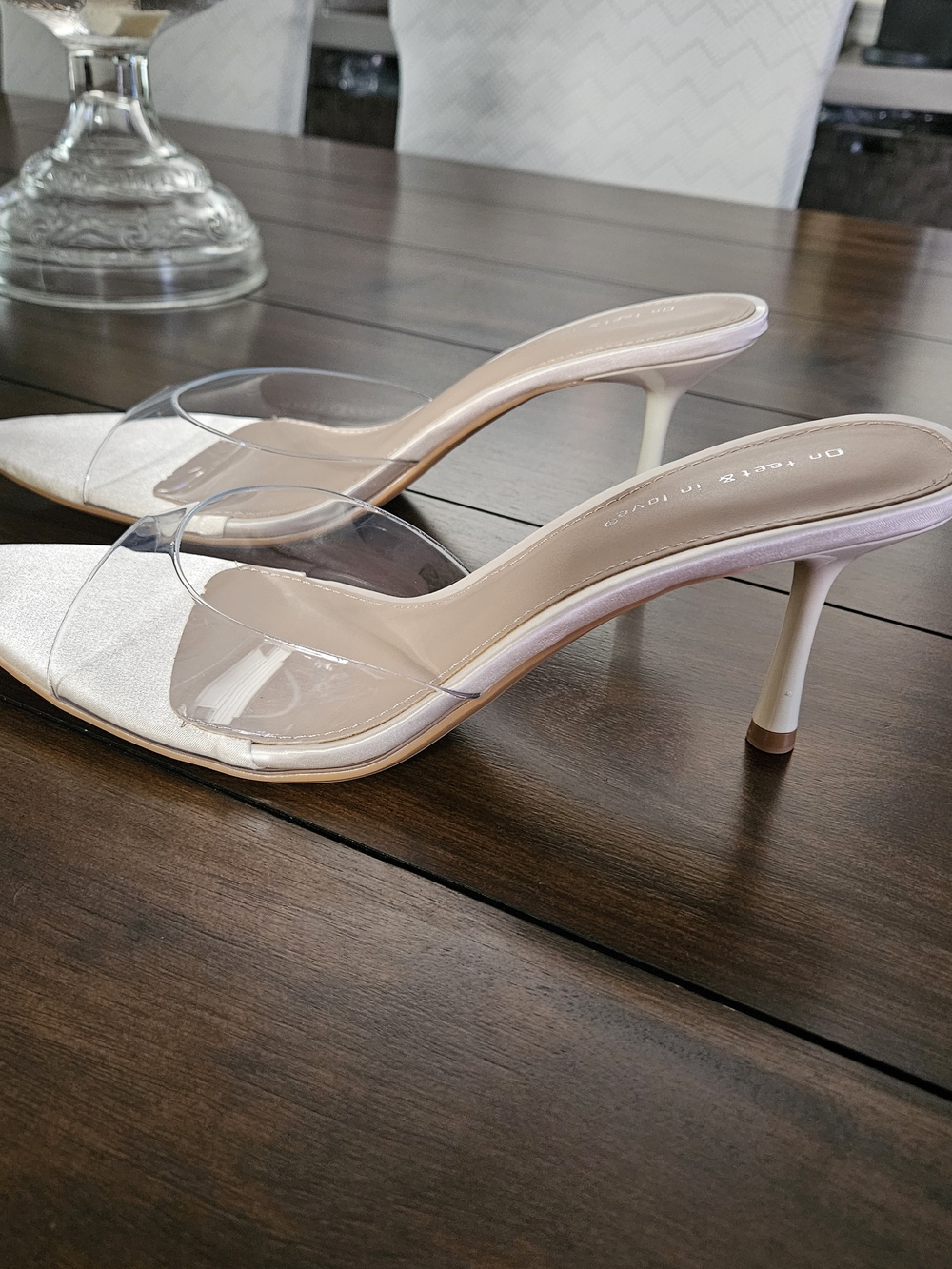 Apricot Clear Strap Heel Mules for Women